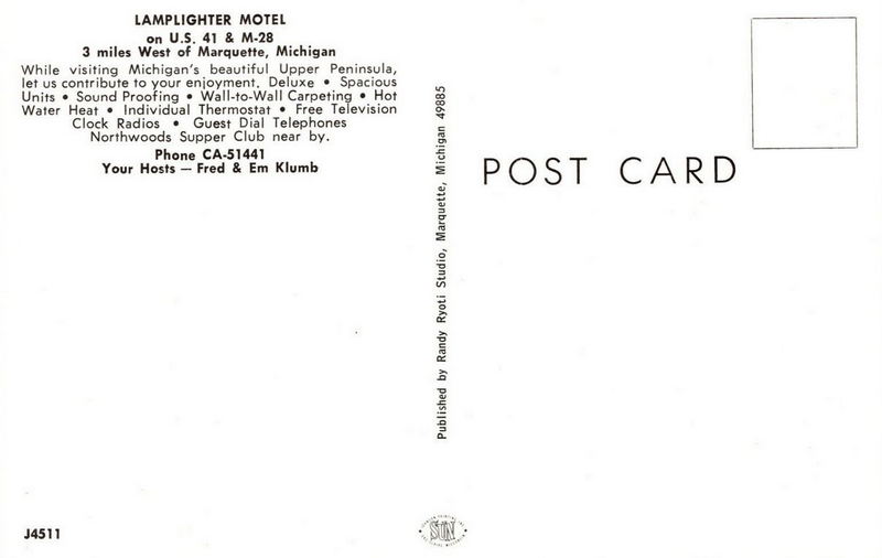 Lamplighter Motel - Old Postcard